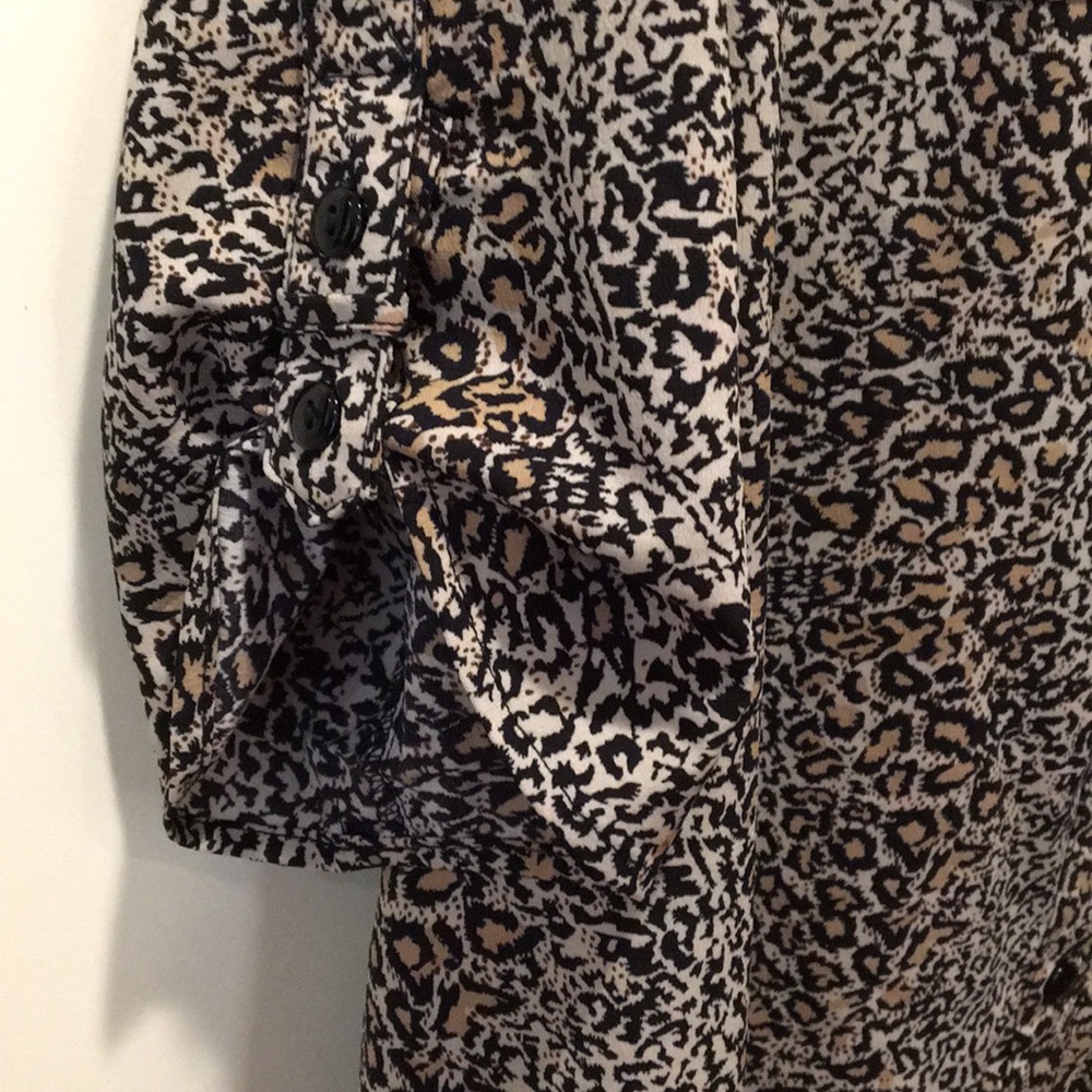 Elementz Animal Print Button Down Collar Top Blou… - image 6
